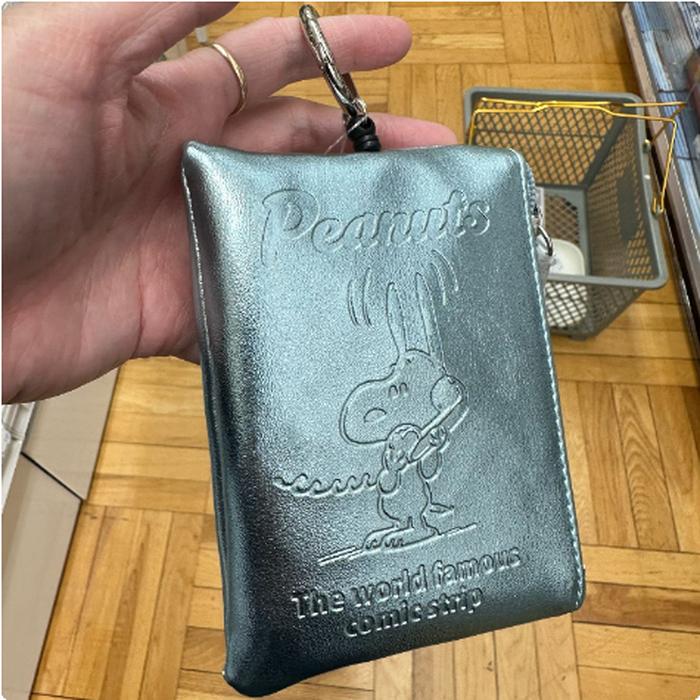 Reel Pass Case Snoopy Blue Metallic Zipper