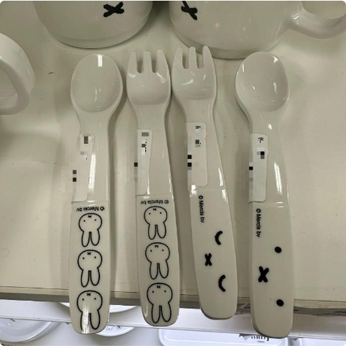 Miffy spoon of a melamine child 1 set (1 spoon & 1 fork)