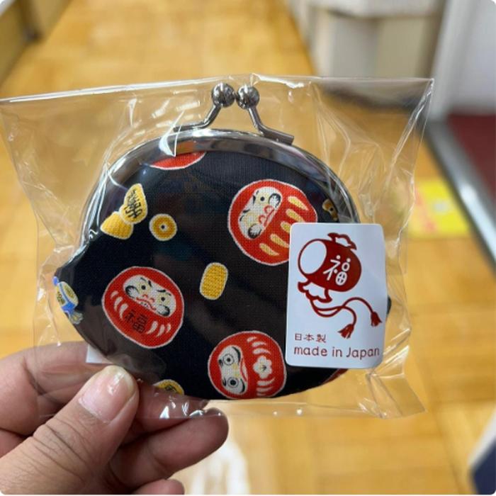 Coin Pouch Daruma Black Made in Japan
