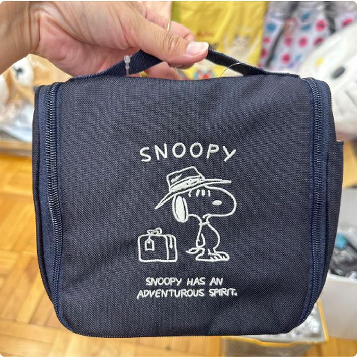 Snoopy Travel Pouch Navy Material Super Water Repellent 