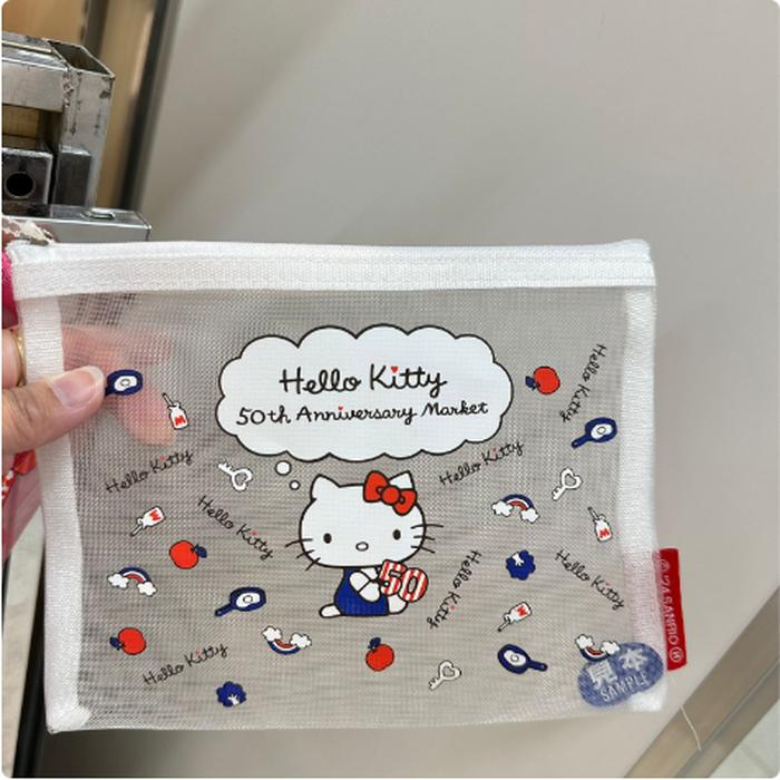 Hello Kitty mesh flat pouch white