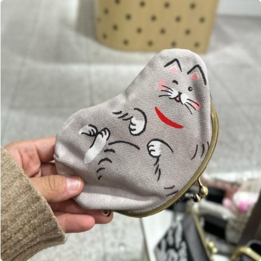 [3/6/2025-16:26-490] Ayanokoji Gamaguchi Purse Pouch Cat Gray