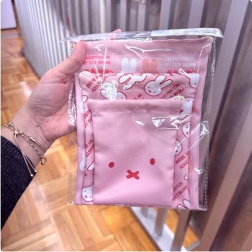 [3/7/2025-15:09-215] Miffy Drawstring Pouch Set 3 Pcs Pink
