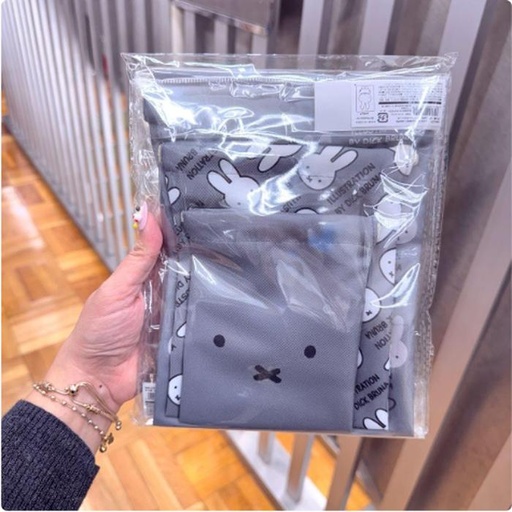 [3/7/2025-15:09-215] Miffy Drawstring Pouch Set 3 Pcs Gray 