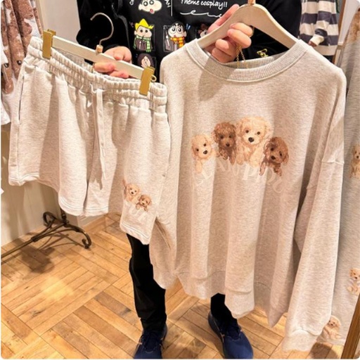 [16/03/2025-14:14-2700] Gelato Pique Poodle Set Gray. Upper Pullover Bust 136 Cm, Waist Shorts 68 Cm Hip 106 Cm