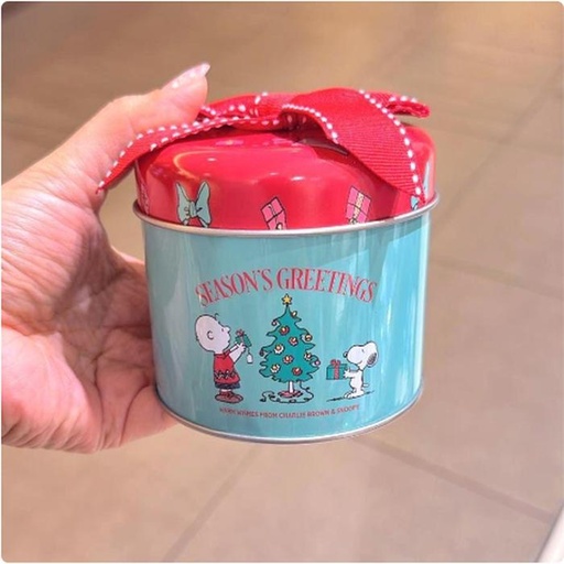 [11/3/2024-10:24-285] Snoopy contents in it cookies with tin case ribbon