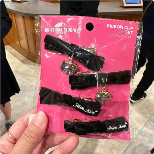 [11/7/2024-10:28-370] Hello Kitty Ribbon Hair Pinhes with 4 Pcs Black