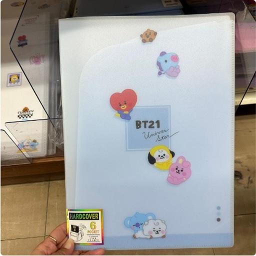[11/9/2024-12:11-125] BT21 Clear Holder 6 Pocket File Blue