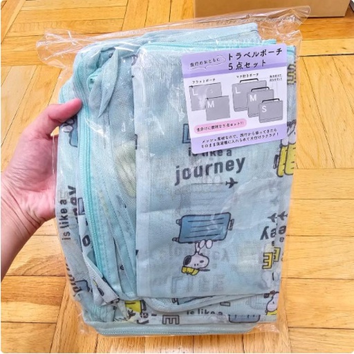 [11/12/2024-10:07-425] Snoopy travel pouch green set 5 kinds of like this, really useful if for traveling