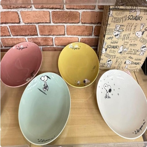 [1/25/2025-10:08-650] Sets Snoopy Big Plate Ceramic contents 4 different colors (16cm)