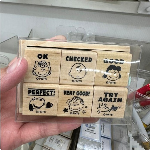 [1/25/2025-14:11-250] Wooden Stamp Snoopy set contents 6 pcs