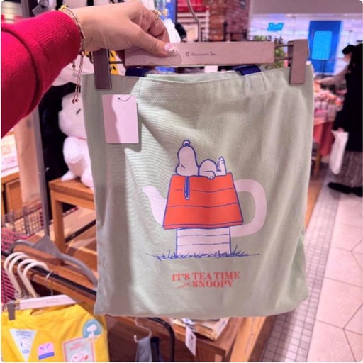 [1/19/2025-09:17-625] Canvas Tote Bag Snoopy Green