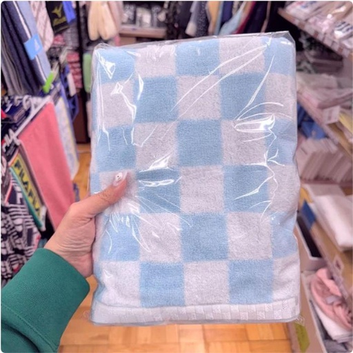[1/21/2025-16:07-380] Bath Towel Imabari Japan Motif Blue Boxes