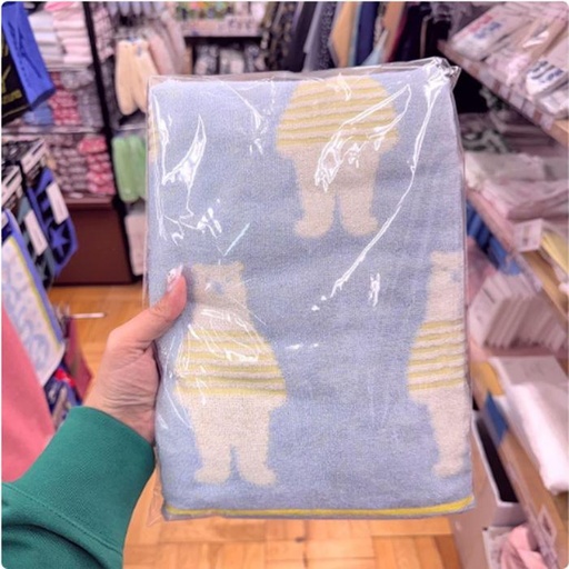 [1/21/2025-16:07-380] Bath Towel Imabari Japan Motif Animal Bear Blue