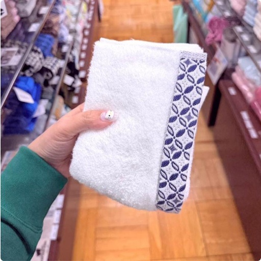 [1/21/2025-16:18-245] Face Towel Uchino White Navy Made in JP